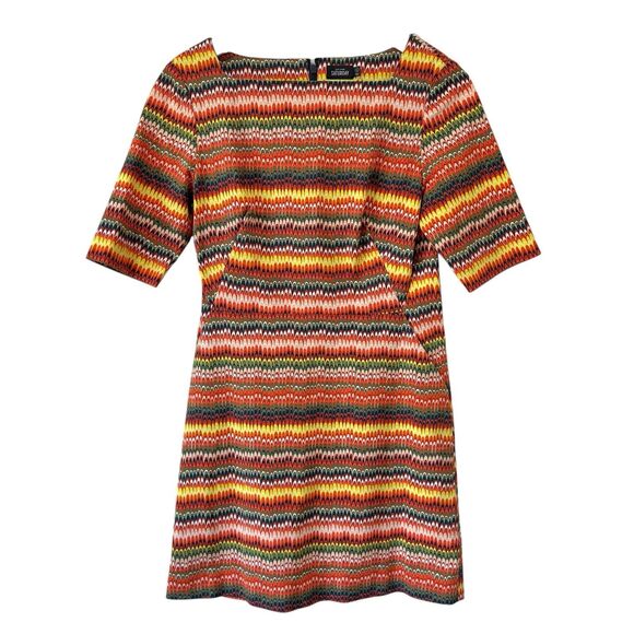 Kate Spade Saturday Multi Color Fall Shift Dress 6 Stretch Pockets Mod Retro New - Picture 1 of 15